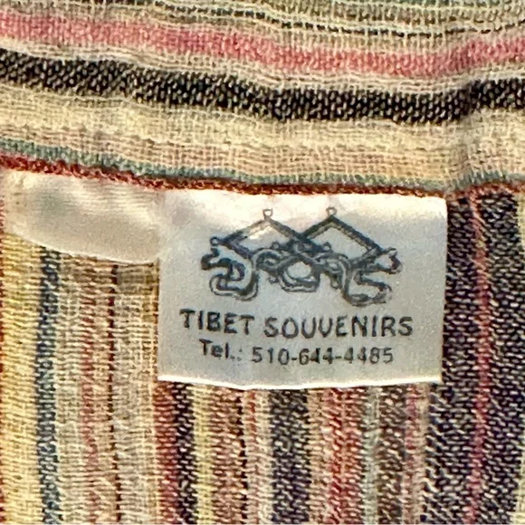 Tibet Souvenirs Colorful Striped Long Sleeve Collared Tunic Shirt - Picture 4 of 9